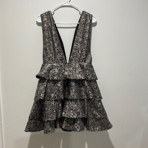 Deep Slit Ruffle Dress